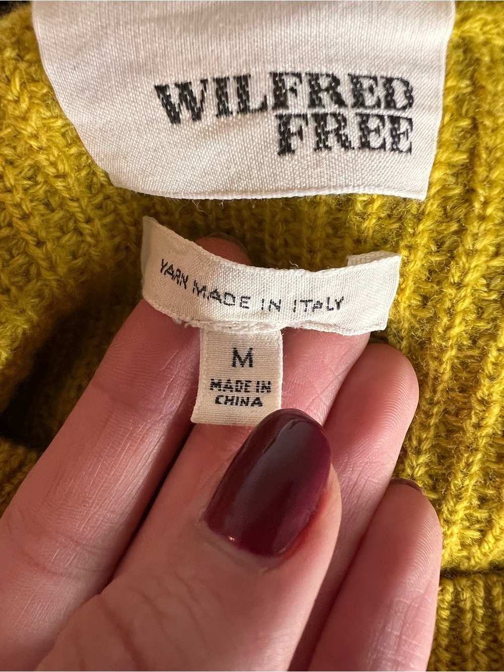 ARITZIA Wilfred Free Isabelli Sweater Mustard Crewneck 100% Wool Womenâs medium - Picture 4 of 9